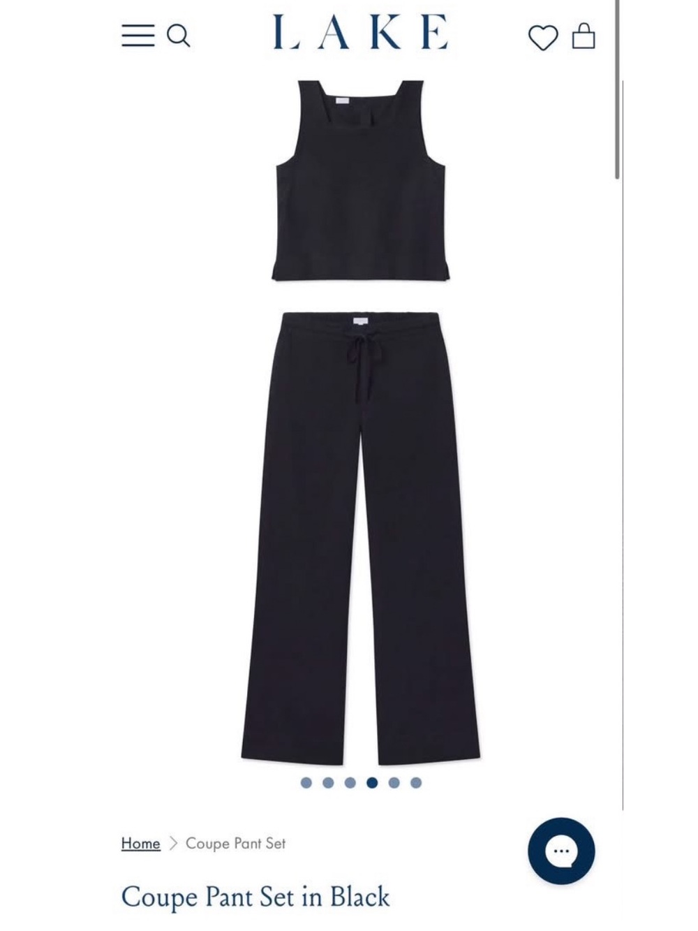 LAKE Coupe Wide-Leg Pants Set in Black